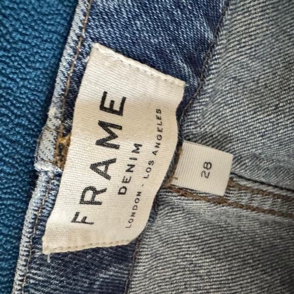 Frame Denim Maya River Retro V Yoke Straight Jeans Blue 5-Pocket High Rise Sz 28 - Picture 4 of 7